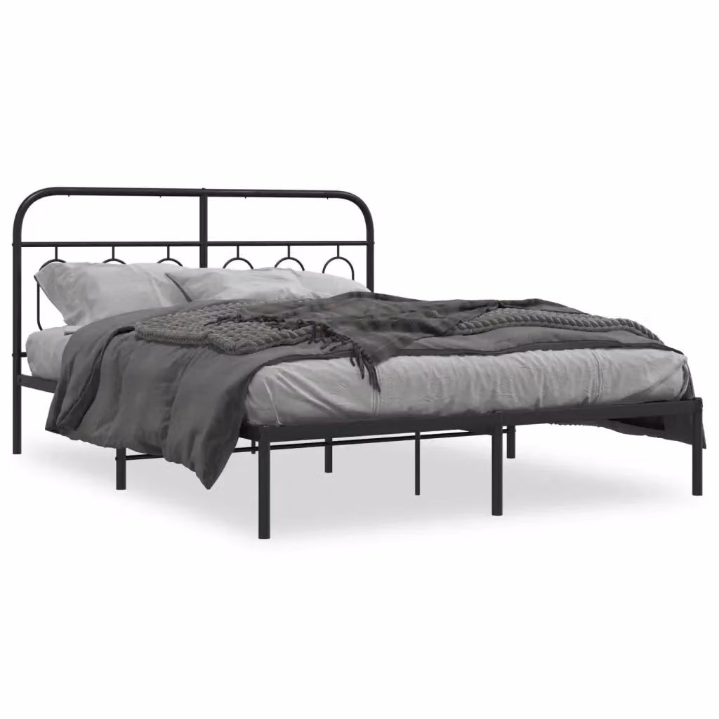 Letto con testiera in metallo nero vidaXL L/P: 140 x 200 cm – 2