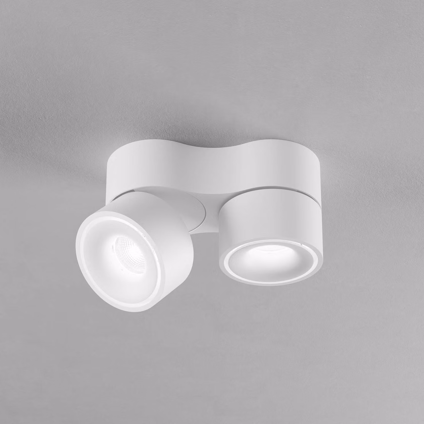 Egger Licht DLS Faretto LED Clippo Duo bianco/bianco DALI DTW a 2 luci Duo, dimmerabile, Bianco / Opale, Soggiorno / Sala da pranzo, Alluminio, Moderno
