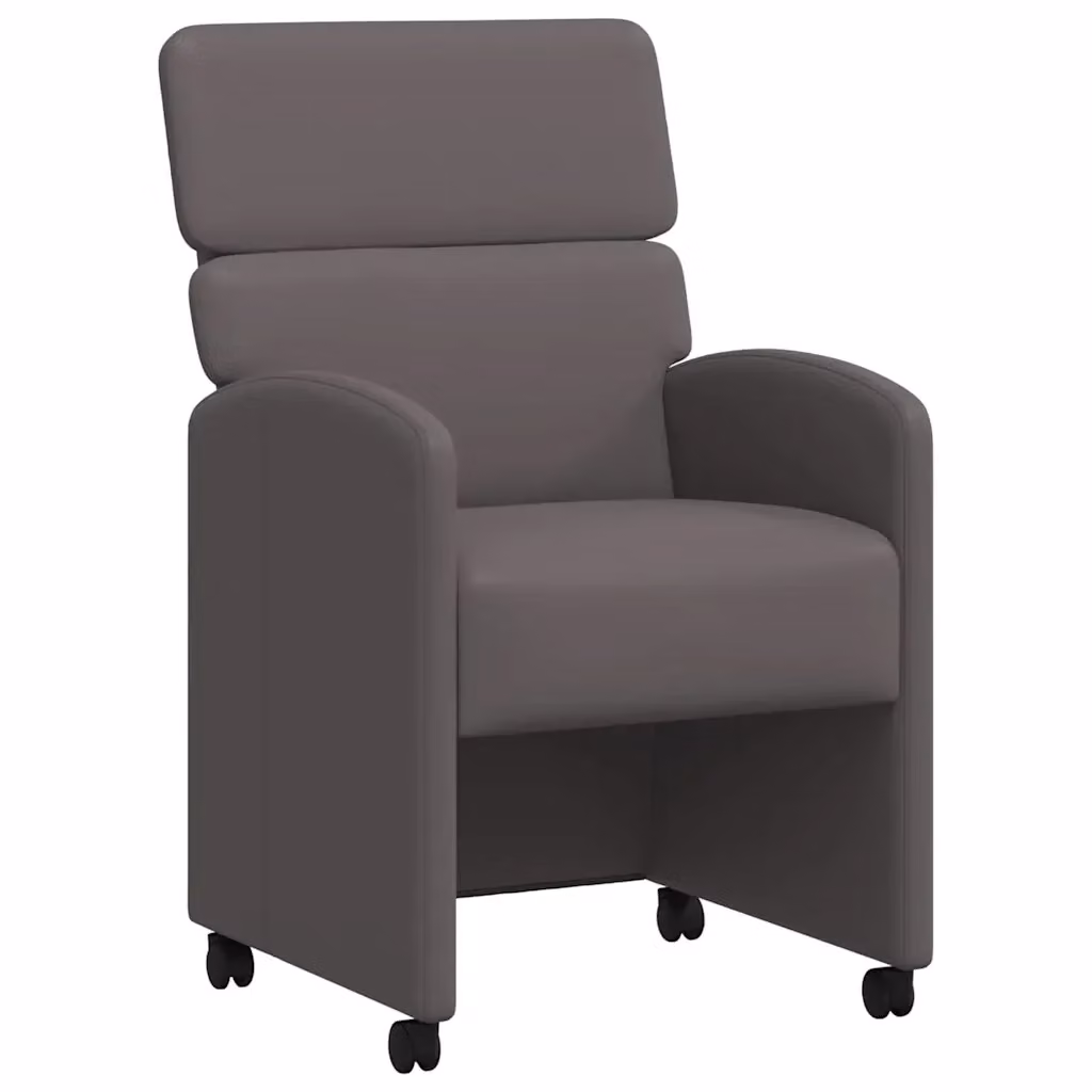 Set di 2 sedie da pranzo con ruote vidaXL in pelle sintetica grigia, L: 58 cm, P: 65 cm, H: 98 cm – 2