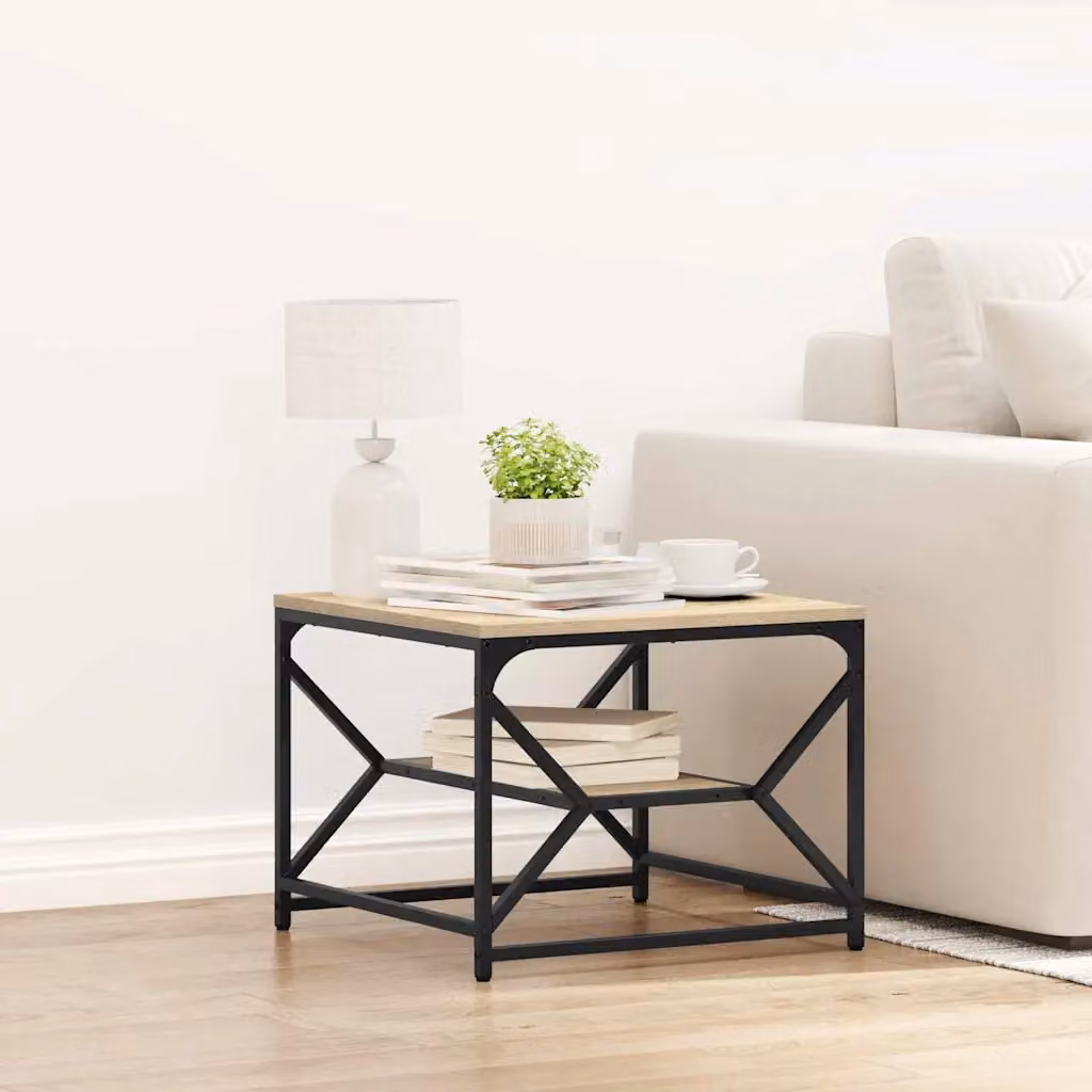 vidaXL Tavolino da salotto moderno in MDF e metallo, marrone e multicolore, L: 51 cm, P: 50 cm, H: 40 cm