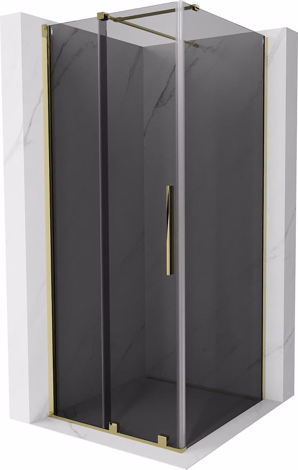 Mexen Velar cabina doccia scorrevole 100 x 100 cm, grafite, oro - 871-100-100-41-50