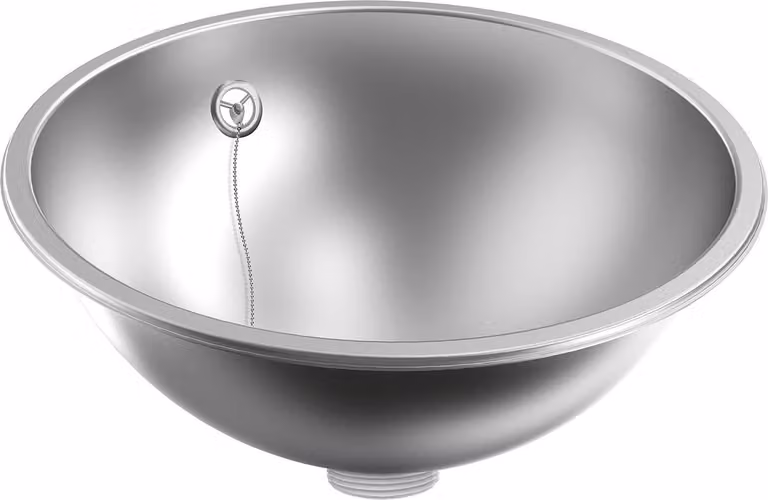 KWC AR bacino rotondo, RONDO, acciaio inox, sdm, 387x155 mm, troppopieno, filo di scarico e troppopieno.
