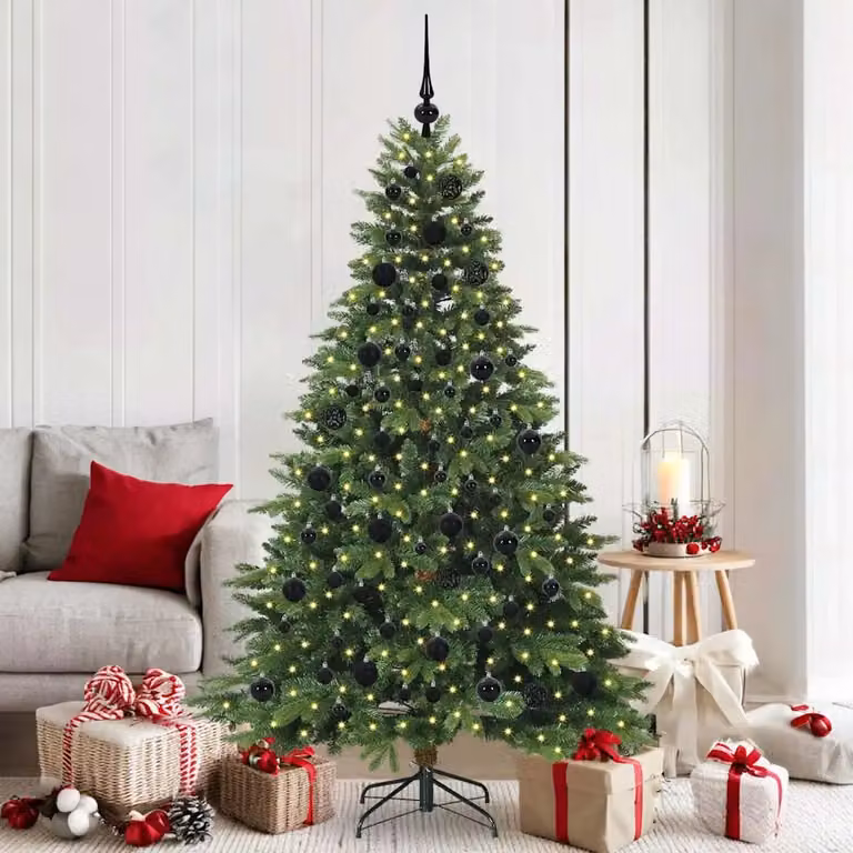 Albero di Natale artificiale verde vidaXL con 300 LED luce bianca calda in PE e PVC, Altezza: 180 cm