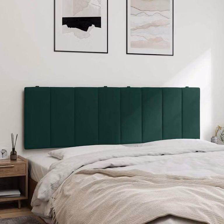 Testiera Hanko vidaXL in velluto verde scuro con design a strisce, Larghezza: 160 cm