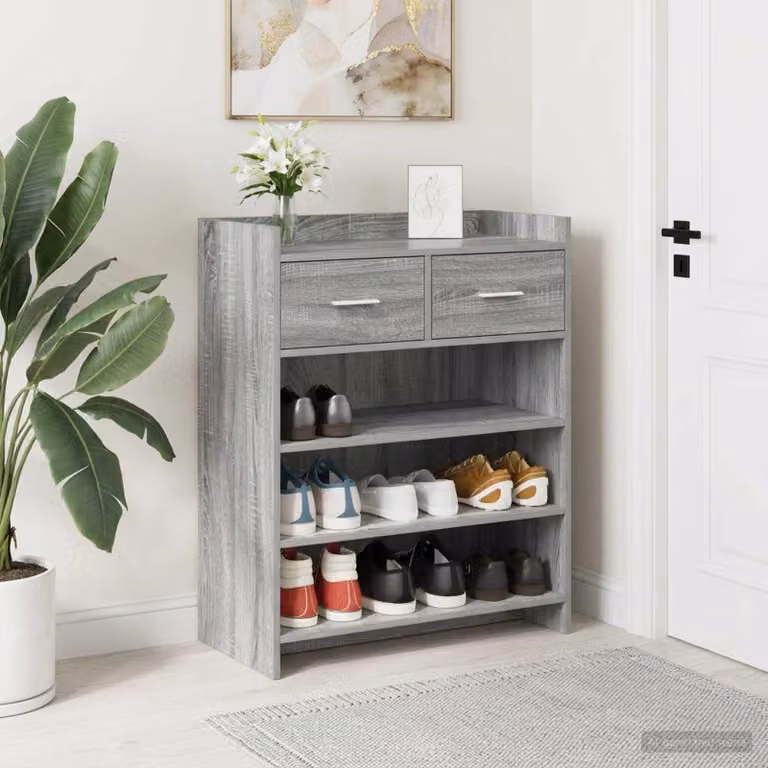 Mobile porta scarpe vidaXL moderno in legno ingegnerizzato grigio L: 73,5 cm, P: 36 cm, H: 92 cm