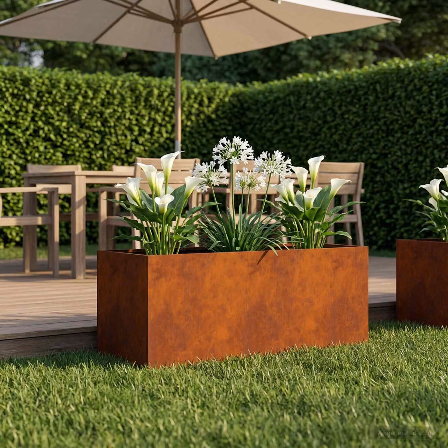 Vaso da giardino vidaXL in acciaio Corten color marrone L: 80 cm, P: 40 cm, H: 40 cm