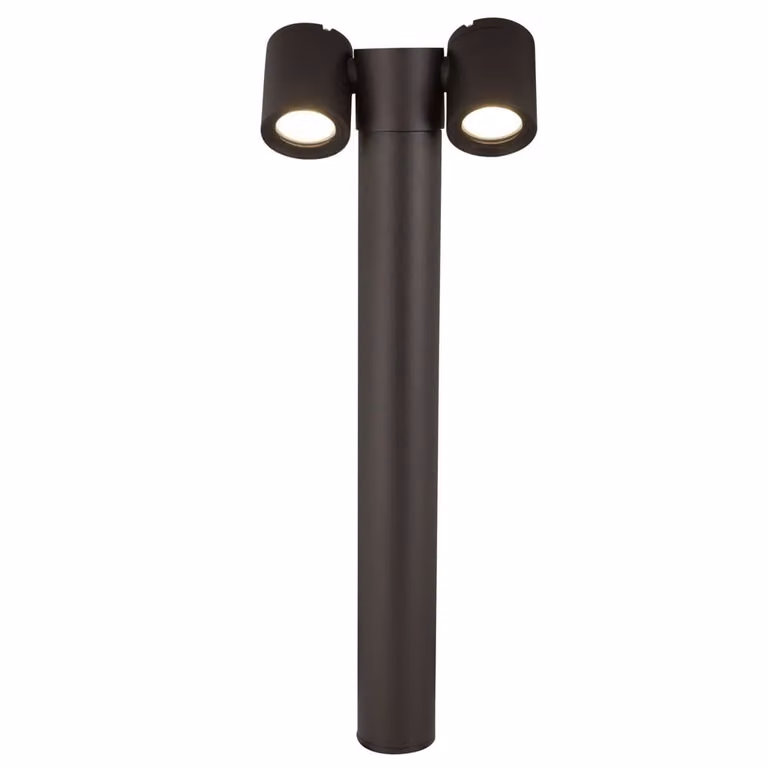 Lampione Per Esterno Moderno Alluminio Nero 2 Luci Gu10 50W Ip54