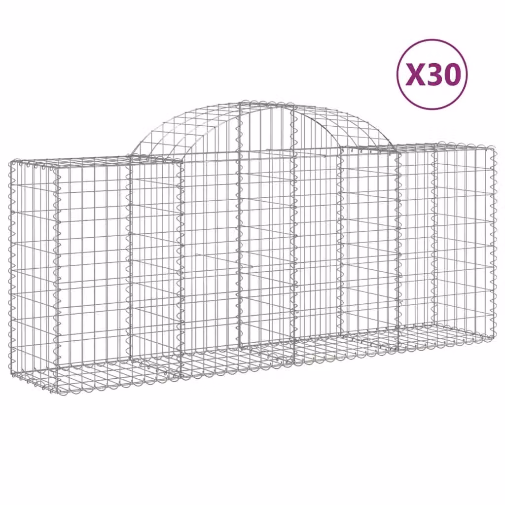 Cesti Gabbioni ad Arco 30 pz 200x50x80/100 cm Ferro Zincato