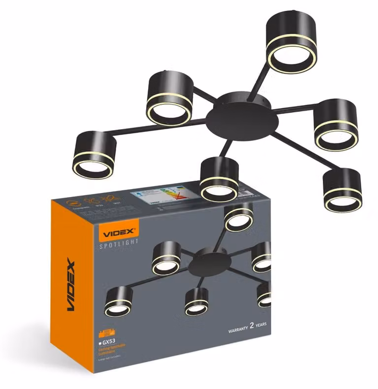 Plafoniera VIDEX per 6 lampade GX53 VL-SPF21B-BP