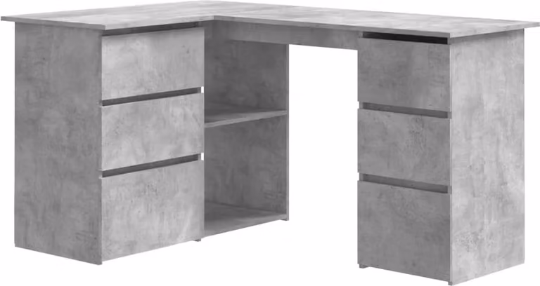 Scrivania Angolo Grigio Cemento 145x100x76 cm Legno Multistrato