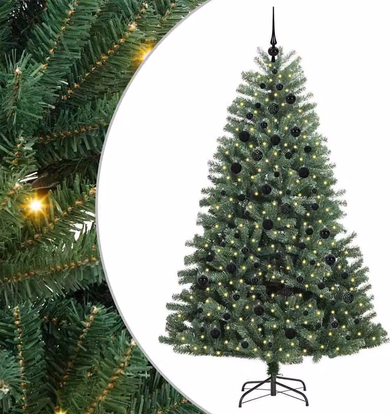 Albero di Natale Artificiale con Rami Pieghevoli Verde 210 cm