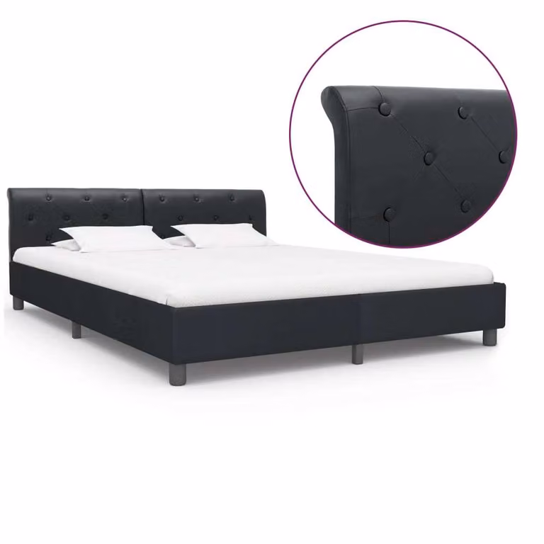 The Living Store Struttura letto in ecopelle nera 160 × 200 cm