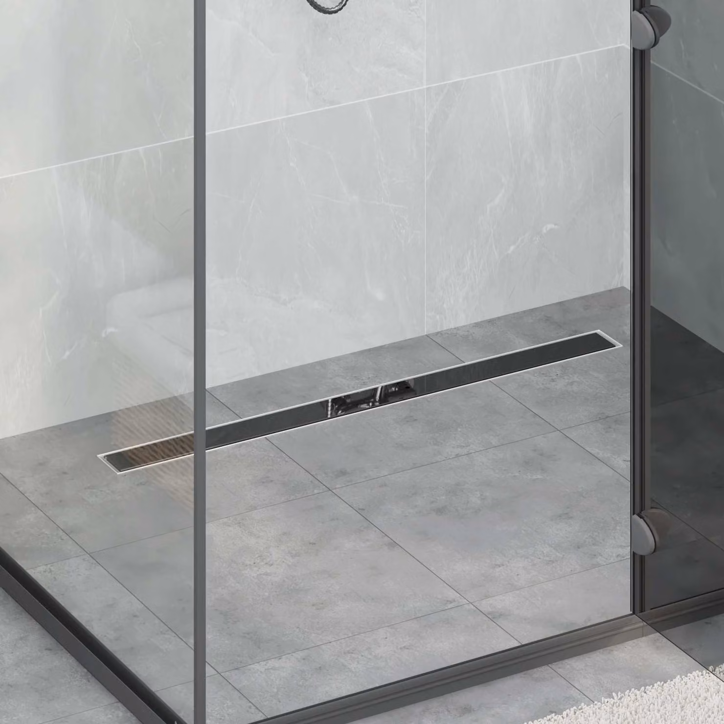 vidaXL Scarico doccia con copertura in vetro e sifone a 360 in acciaio inossidabile, disponibile in nero o argento, 90 cm