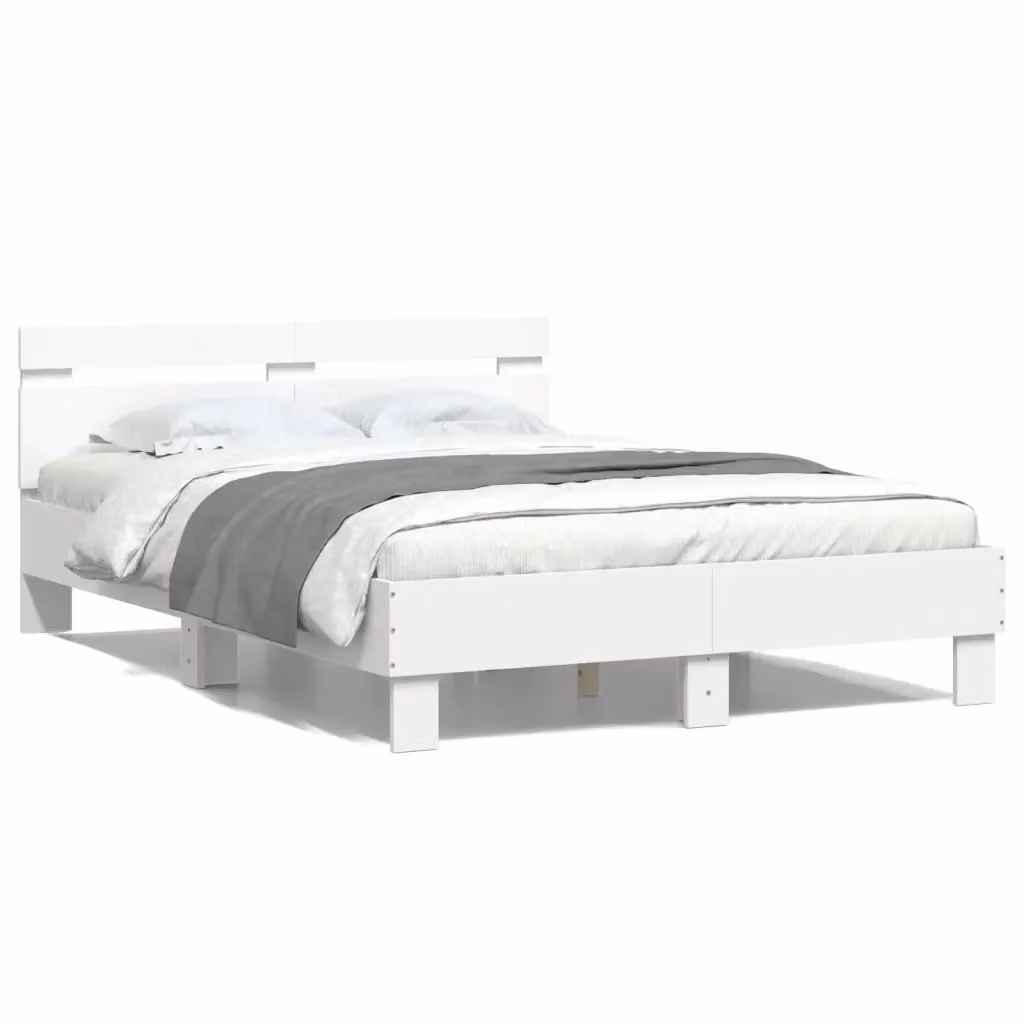 vidaXL Giroletto con Testiera in Legno Multistrato Bianco L: 140 cm, P: 193 cm, H: 70 cm – 2