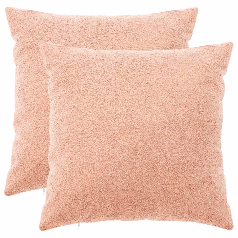 Set di 2 federe vidaXL HEERLEN rosa in tessuto bouclé, L 65 cm x P 65 cm