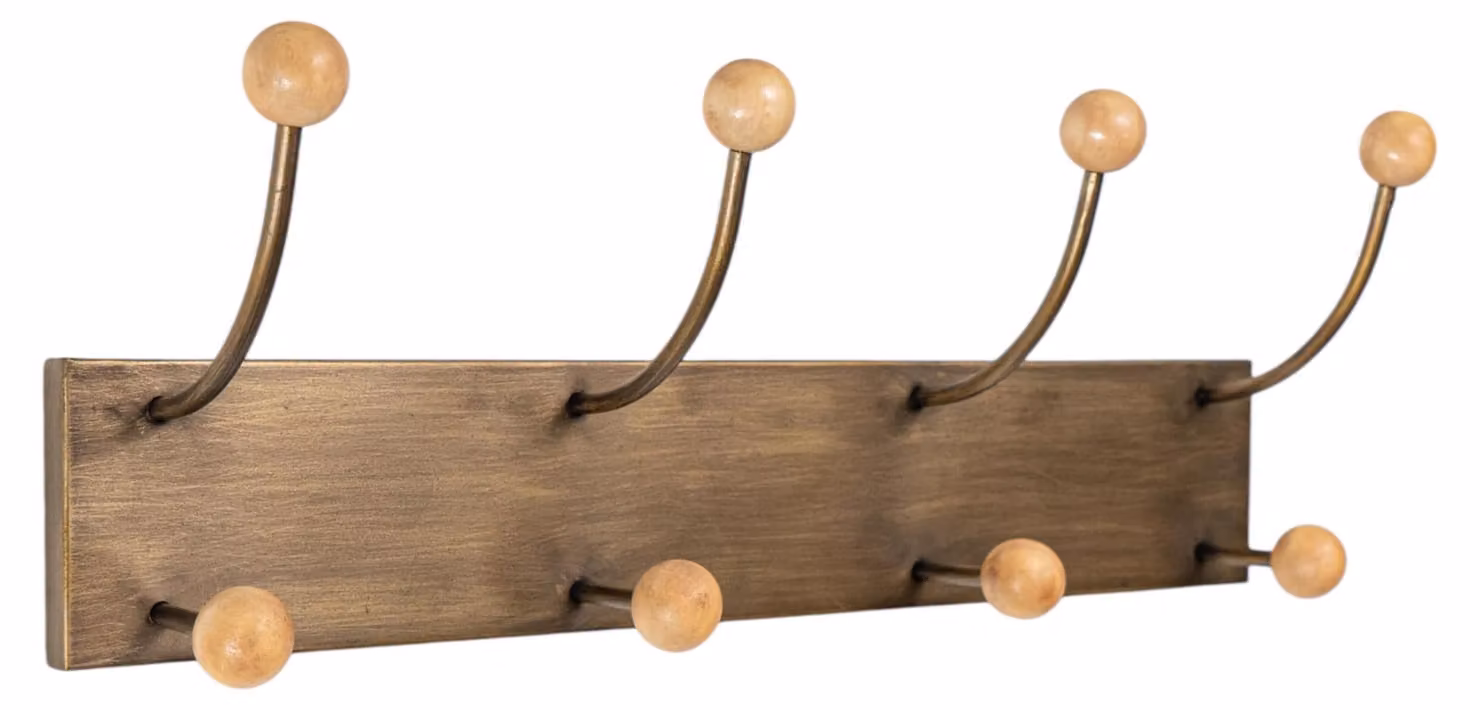 Ganci per abiti in legno di pino e metallo, disponibili in vari colori