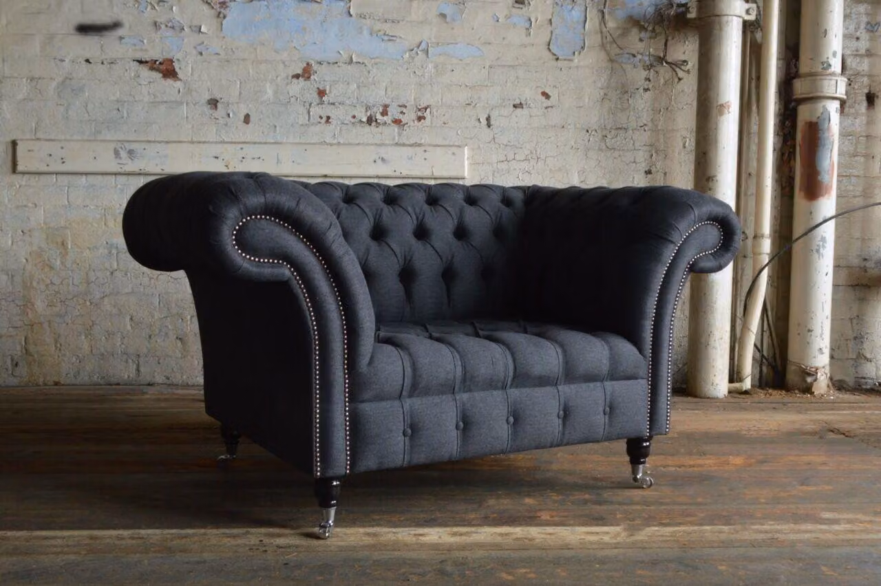 Design Chesterfield Stoff Couch Sessel 1.5 Sitzer Polster Sofas Lounge Club