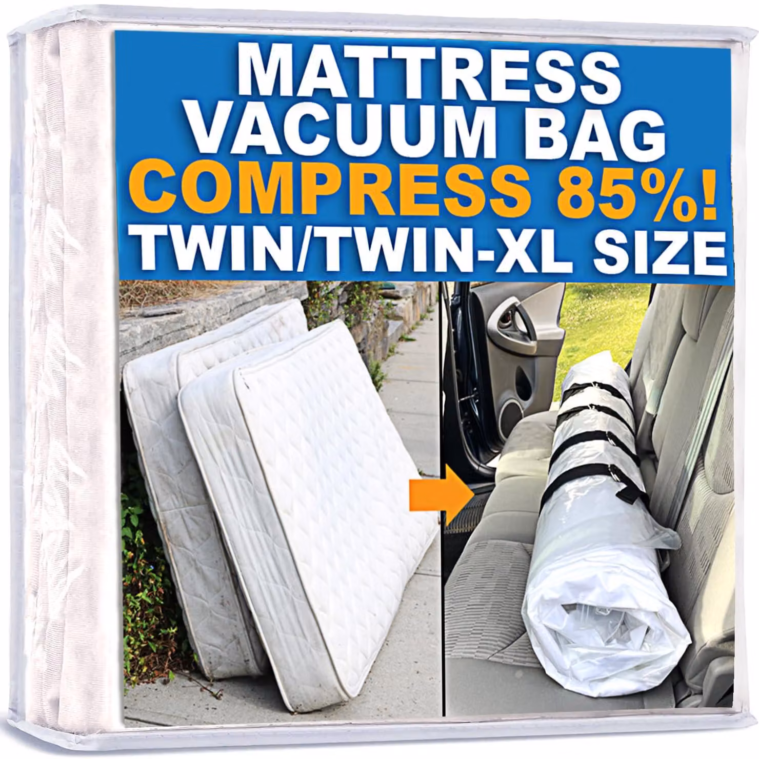 Copertura per materasso a vuoto, modello Twin/Twin-XL, 125 micron, riutilizzabile