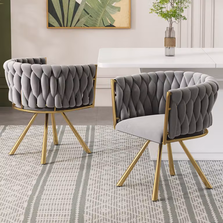 Flieks sedia da sala da pranzo 2 sedie imbottite girevoli a 360°, sedia da cucina sedia da trucco con rivestimento in velluto, sedia da soggiorno con braccioli e gambe in acciaio, grigio oro