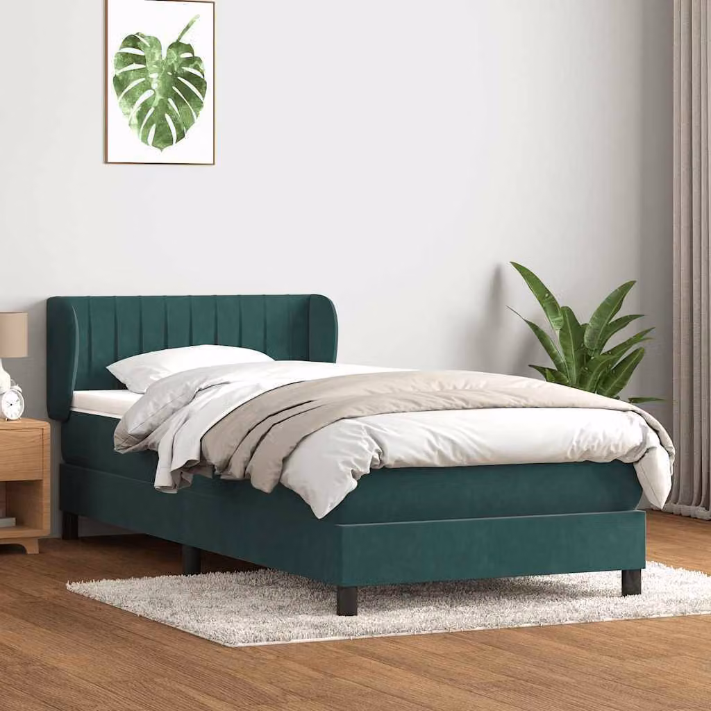 Maison Exclusive - Giroletto a Molle con Materasso Verde Scuro 80x220 cm Velluto