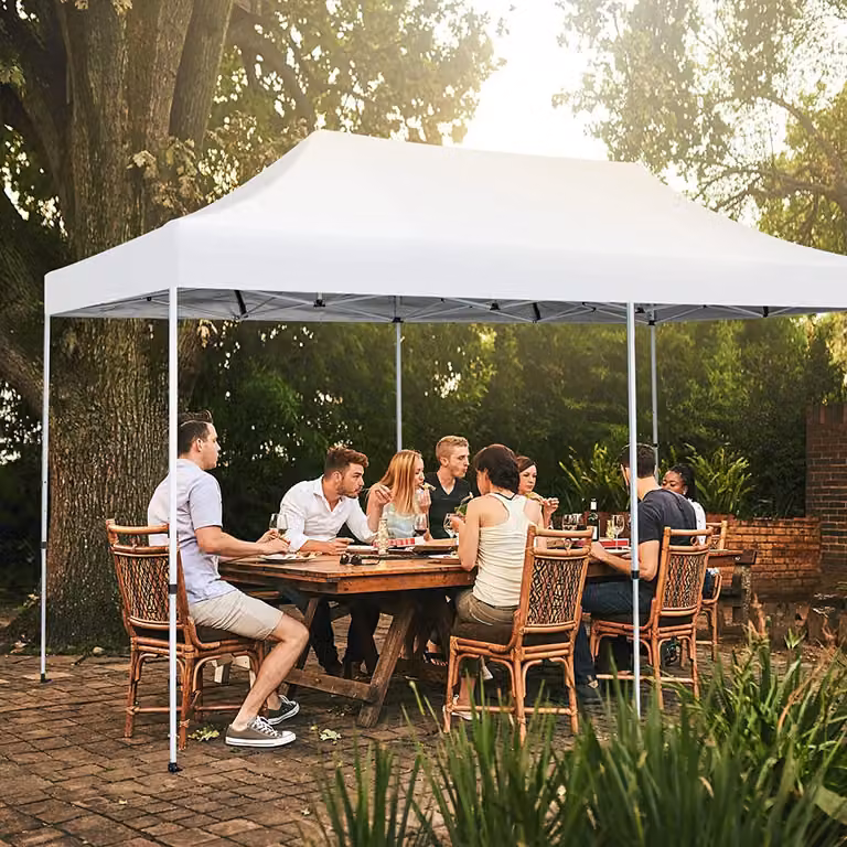 Gazebo da giardino 3x6 m, tenda pieghevole e regolabile in altezza, tenda da giardino con struttura in metallo e 3 ruote, gazebo pieghevole con borsa per il trasporto, gazebo pop-up per mercatini, feste, matrimoni e festival