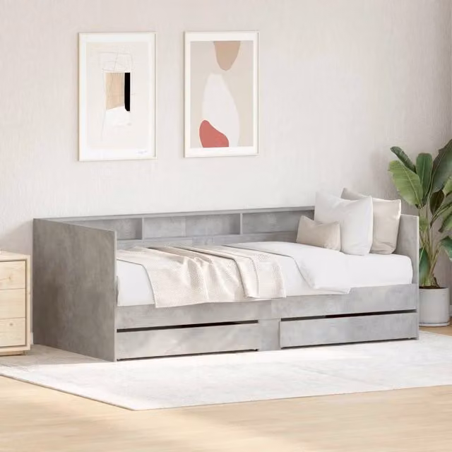 Letto singolo moderno vidaXL in legno ingegnerizzato grigio L/P/H: 90 x 200 x 101,5 cm