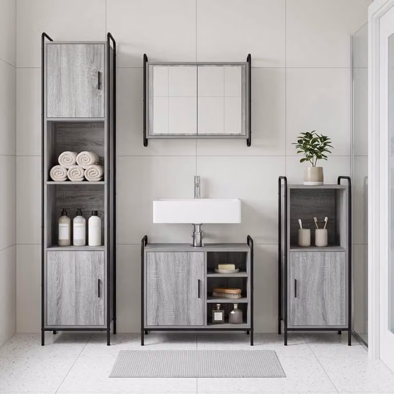 vidaXL Set di Armadi da Bagno 3 pz Sonoma grigio 40 x 36 x 99,5 cm
