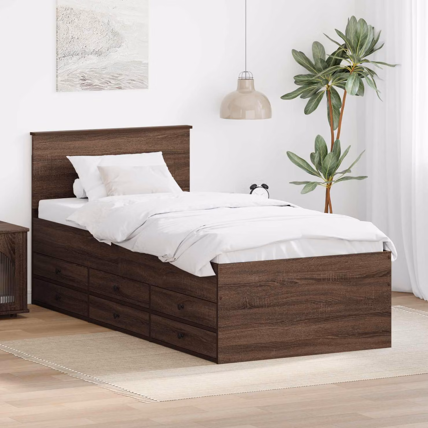 Daybed vidaXL in legno rovere marrone e nero con cassetti, L 80 x P 190 cm – 1