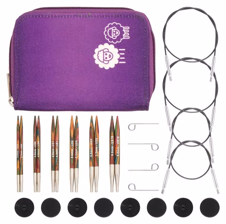 Set di ferri circolari intercambiabili, da 3,50 a 6,00 mm, 23 pezzi,
