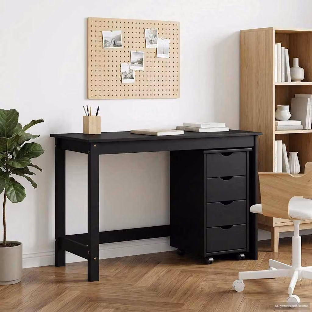 Set di Scrivania e Armadietto 2 pz vidaXL in Legno di Pino Nero
