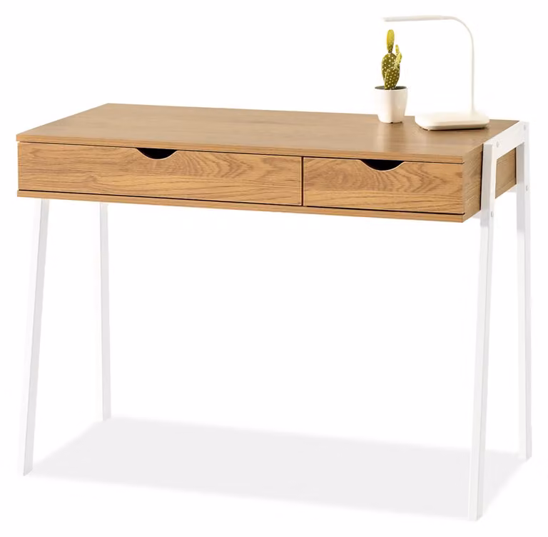Scrivania ERCHIS - bianco / rovere