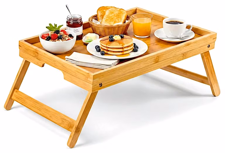 Elzusha - Tavolino pieghevole in legno, ideale per laptop, colazione e lavoro