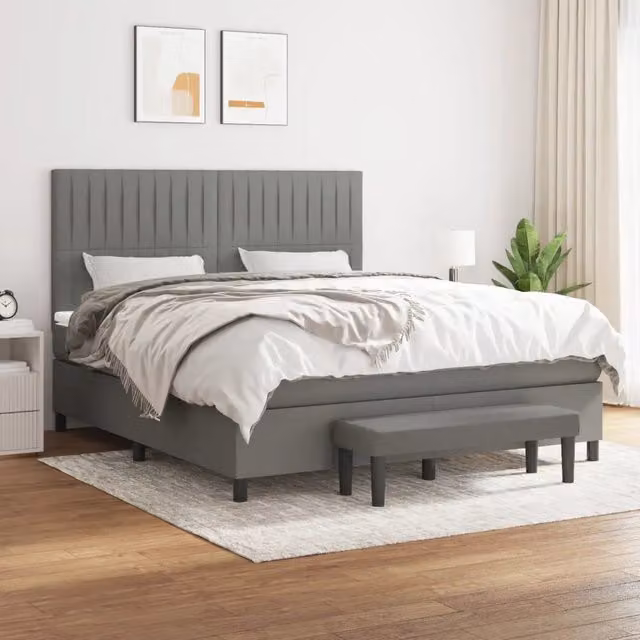 Letto Ibrido con Materasso e Struttura Imbottita vidaXL Grigio e Bianco L/P/H: 160 x 200 x 203 cm
