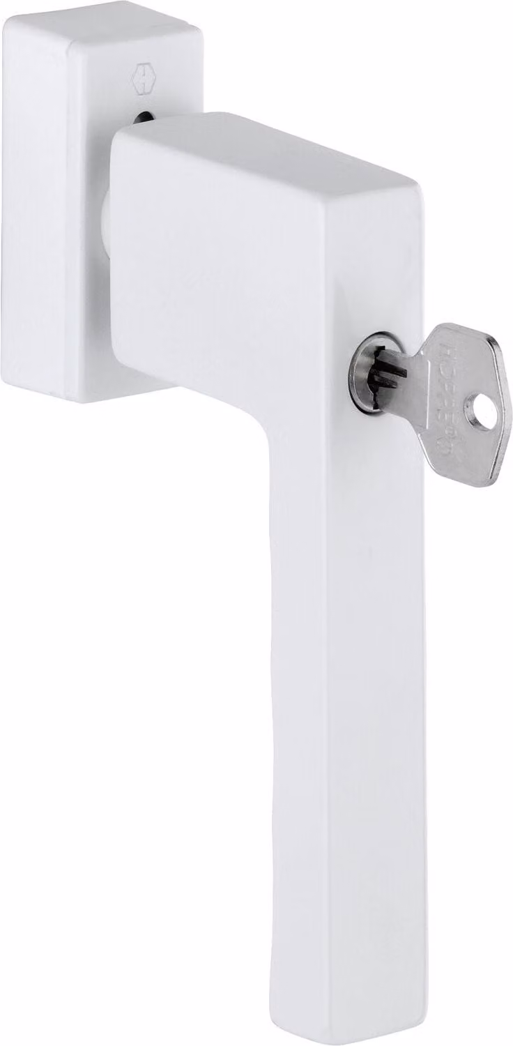 Maniglia HOPPE per finestra con cilindro di chiusura TOULON, VK 32-42 mm, alluminio bianco