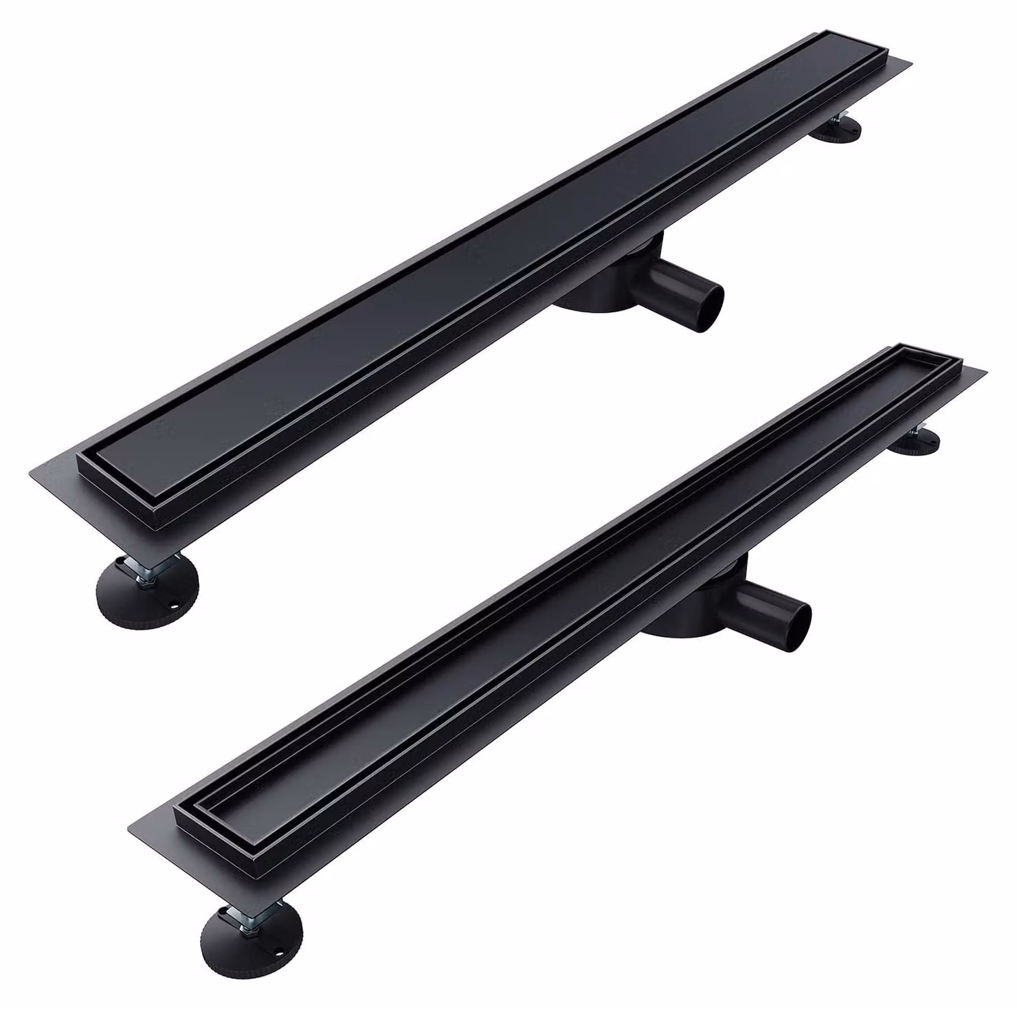 Scarico a pavimento da 80 cm, set completo, colore nero, rotazione a 360° con sistema anti-odore
