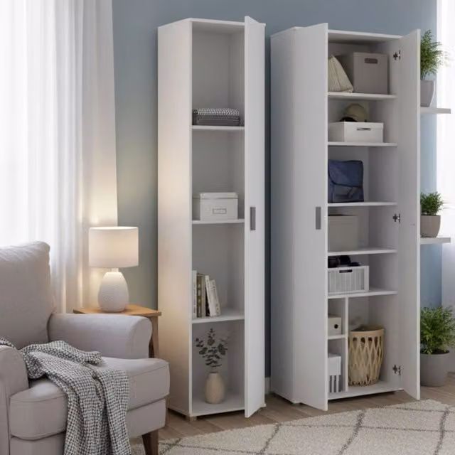 Armadio Multiuso Grande Modulabile Casciano DMORA Bianco L: 100 cm, H: 190 cm – 1