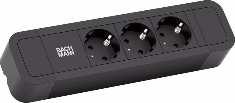 Prese multiple Bachmann PRIMO 2 ALU, a 3 prese, nero, 2,0 m, senza interruttore