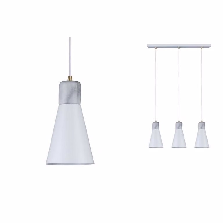 Lampada a sospensione Paulmann Nordic Ivar, massimo 3 x 20W, attacco E27, colore bianco opaco, 230V, materiali: metallo/marmo