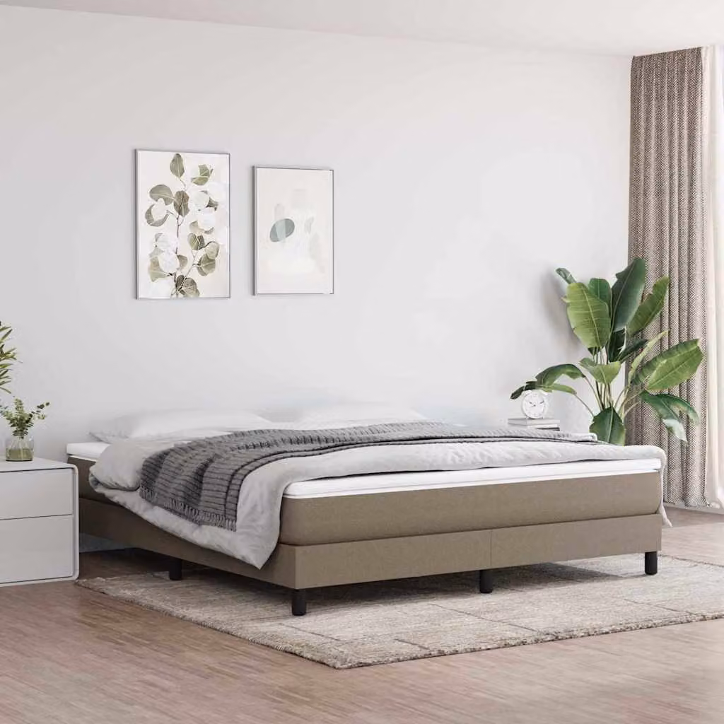 Struttura Letto con Rete a Molle vidaXL in Tessuto Beige e Grigio L: 180 cm, P: 200 cm