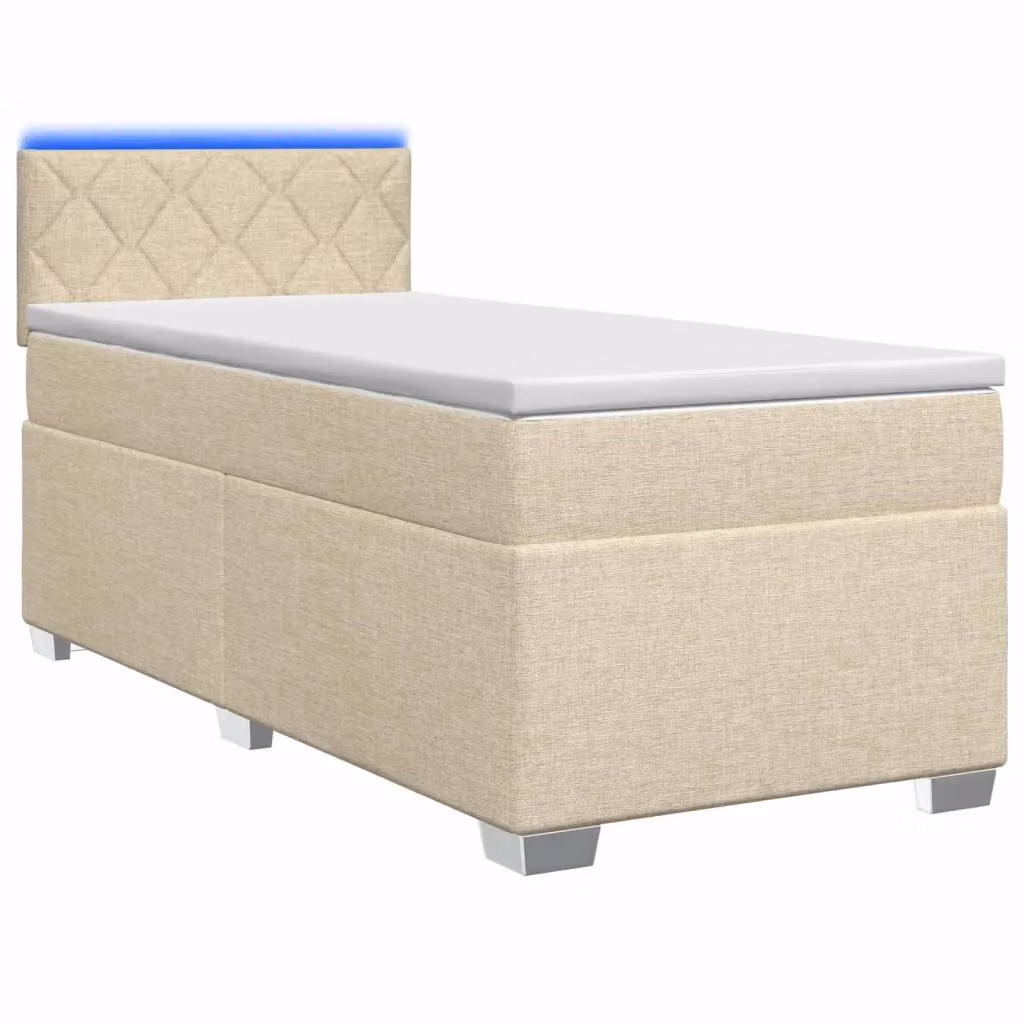 Letto moderno vidaXL con Box Spring, materasso ibrido, illuminazione LED e porta USB, colore beige, L: 80 cm, P: 200 cm – 2