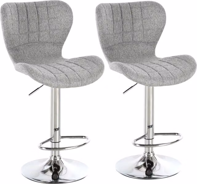 Set di 2 sgabelli da bar Xylo girevoli a 360 gradi regolabili in lino grigio
