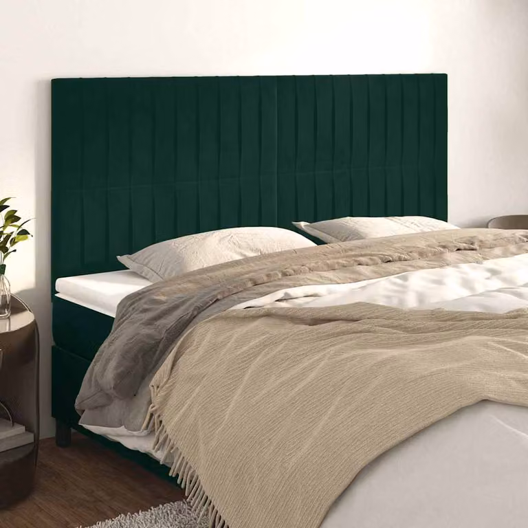 Testiera per letto vidaXL in velluto verde scuro con struttura in legno