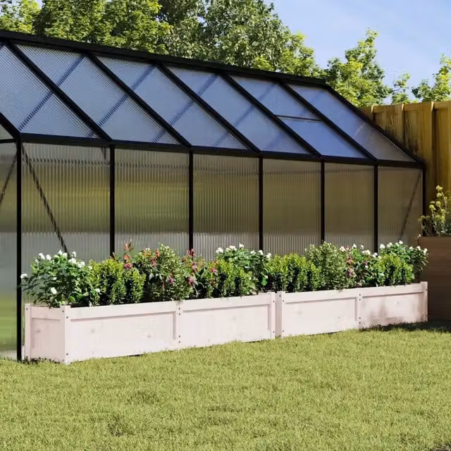Set di 2 fioriere da giardino vidaXL in legno di pino bianco per orto o giardino ornamentale L/P/H: 180 x 31 x 31 cm – 1
