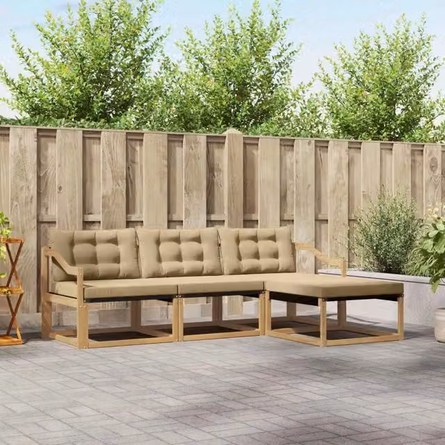 Set di divani da esterno 4 pz Bianco e Beige 3388575