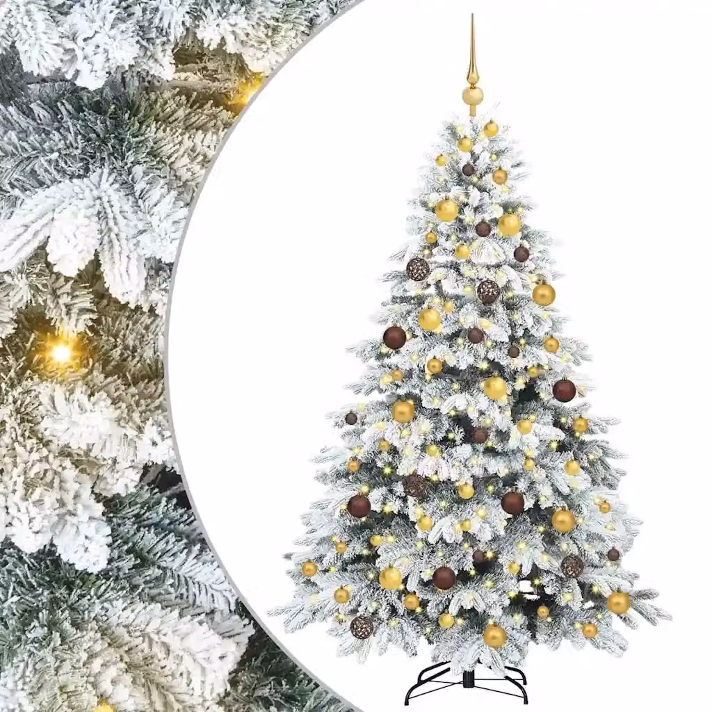 Albero di Natale artificiale moderno vidaXL bianco con 300 LED luce calda in PE e PVC, Altezza: 180 cm – 2