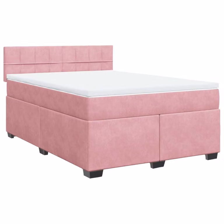 Giroletto a Molle con Materasso Rosa 160x200 cm in Velluto