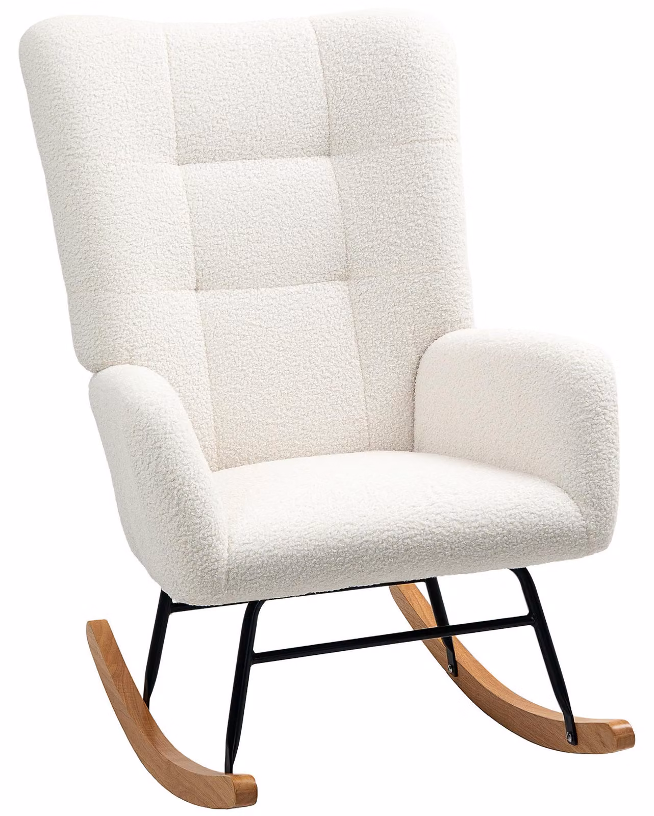 Sedia a dondolo – Poltrona relax – Poltrona – Sedia lounge – Divano – Imbottitura spessa – Bianco crema