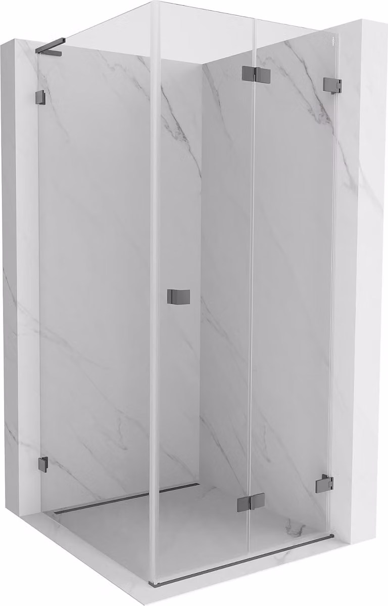 Mexen Lunar-F L cabina doccia pieghevole destra 100 x 100 cm, trasparente, metallo canna di fucile - 836L-100-100-95-00-P