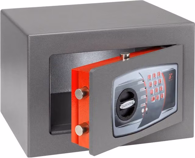 Cassaforte a Mobile Technomax DPE/4P Ignifuga con Serratura Elettronica in Acciaio Grigio L/P/H: 40 x 34 x 35,5 cm