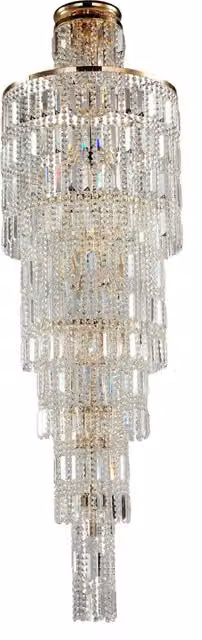 Lampadario a sospensione classico Maytoni Niagara in metallo e cristallo oro con 16 luci E14